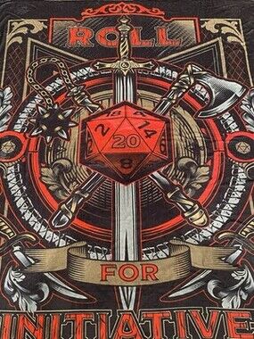 Dungeons & Dragons "Roll For Initiative" Throw Blanket.  New w/o tags.  62 X 76